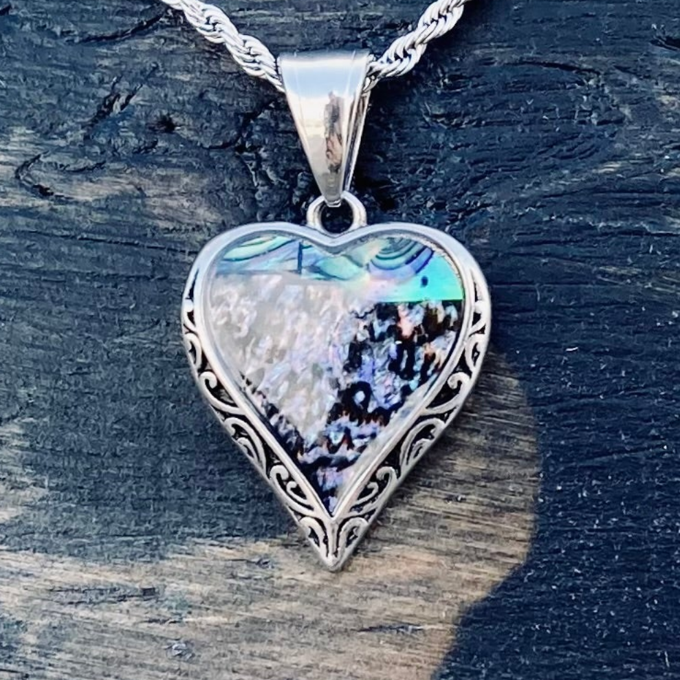 Sea Shell - Mini Heart Pendant - Rope Necklace - SK2554M