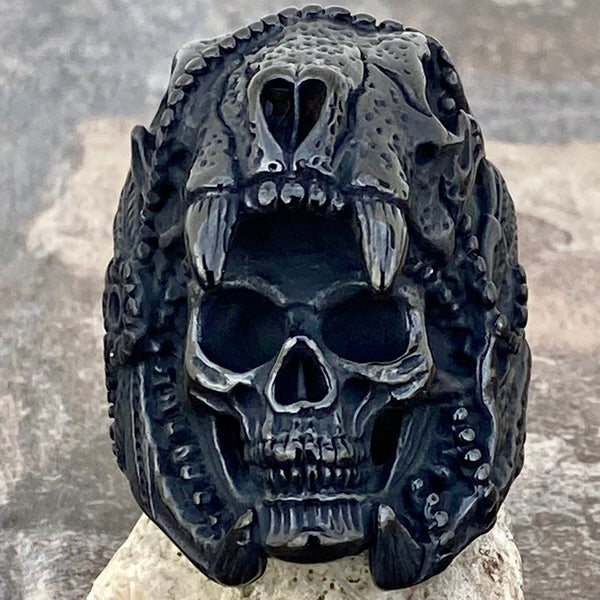 Sanity Jewelry Skull Ring 14 Saber Tooth - Black - SLC28 CLEARANCE