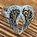 Sanity Jewelry Skull Ring 4 Angel Heart Wing Ring - Silver & Gold - Sizes 4-10 - R127