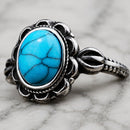 Sanity Jewelry Skull Ring 4 Antique Blue Stone Ring - R206