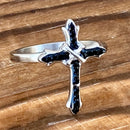Sanity Jewelry Skull Ring 4 Bling Cross - Black Stone - Ring - Sizes 4-11 - R195