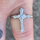 Sanity Jewelry Skull Ring 4 Bling Cross - White Stone - Ring - Sizes 4-11 - R194