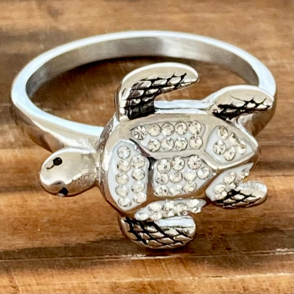Sanity Jewelry Skull Ring 4 Crystal Turtle Ring - Sizes 4-10 - R61