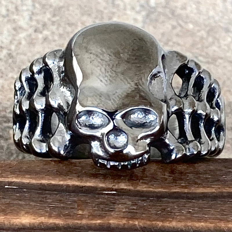 Sanity Jewelry Skull Ring 4 Skull Ring with Bones - Galvanized - Sizes 4-12 - R208