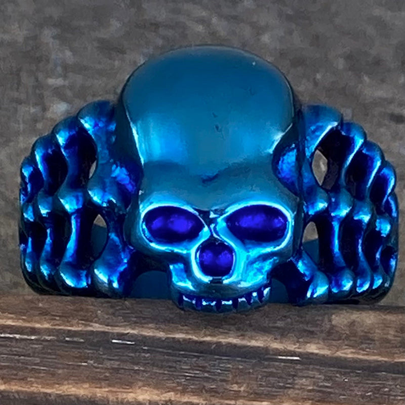 Sanity Jewelry Skull Ring 5 Skull Ring with Bones - Blue - Sizes 4-12 - R207