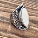 Sanity Jewelry Skull Ring 5 The Looking Glass - Mirror -  Silver w/White Stone - Sizes 5-16 - R67