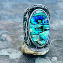 Sanity Jewelry Skull Ring 5 The Queen - Sea Shell - Silver w/White Stone - R193