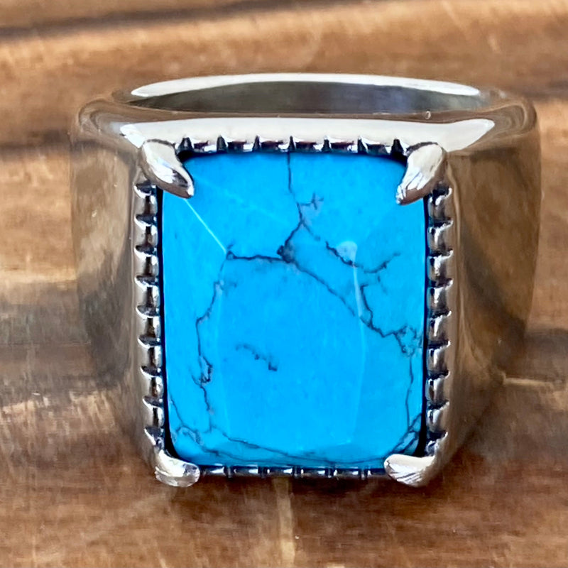 Sanity Jewelry Skull Ring 6 "Blue Stone" - Lone Star - Sizes 6-16 - R218