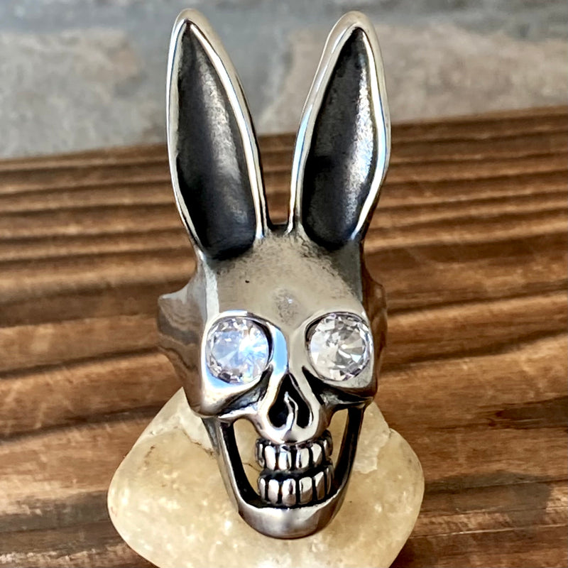 Sanity Jewelry Skull Ring 8 Playboy Bunny - White Eyes - Sizes 8-11 - R221