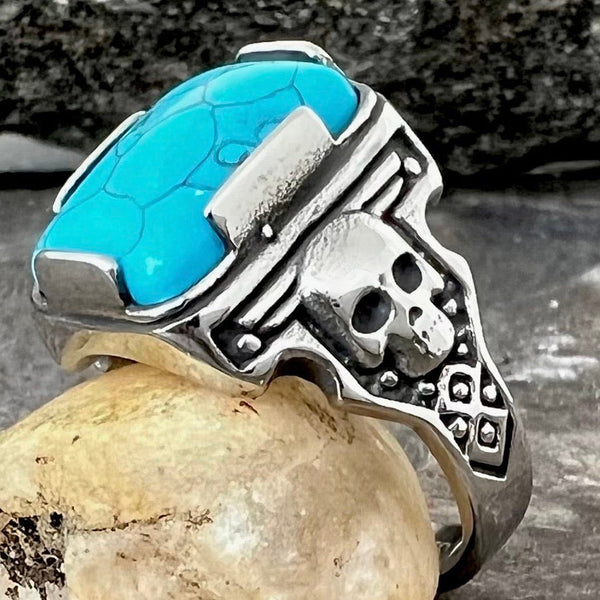 Sanity Jewelry Skull Ring 9 "Blue Stone" - Skull - Sizes 9-16 - R104