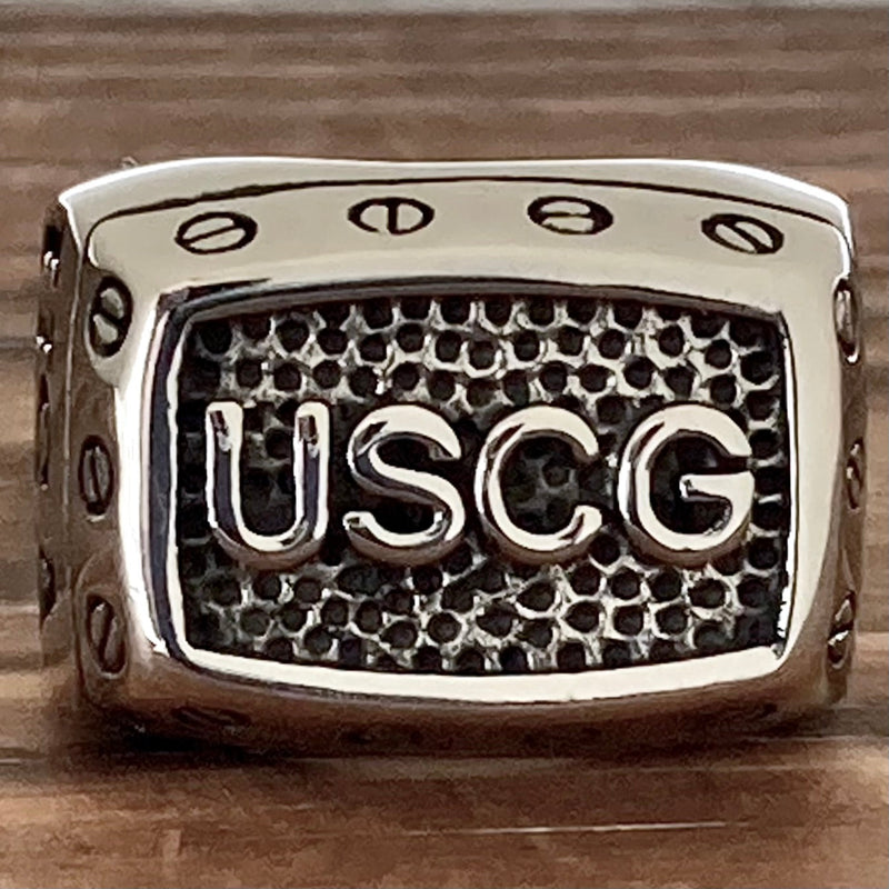 Sanity Jewelry Skull Ring 9 US Coast Guard with Screws - Sizes 9-16 - R68