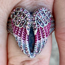 SANITY JEWELRY® Skull Ring Angel Heart Wing Ring - Pink Stone - Sizes 4-12 - R248