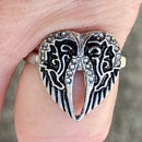 Sanity Jewelry Skull Ring Angel Heart Wing Ring - Silver - Sizes 4-12 - R32