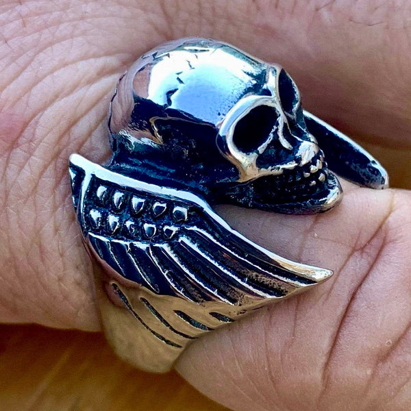 Sanity Jewelry Skull Ring Angel Wings & Skull - Sizes 6-16 - SLC68 CLEARANCE