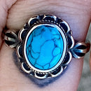 Sanity Jewelry Skull Ring Antique Blue Stone Ring - R206