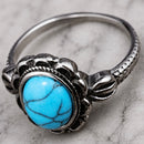 Sanity Jewelry Skull Ring Antique Blue Stone Ring - R206