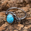 Sanity Jewelry Skull Ring Antique Blue Stone Ring - Sizes 5-12 - R206