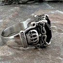 Sanity Jewelry Skull Ring "Black Stone" - Crown Ring - Black Stone - R54