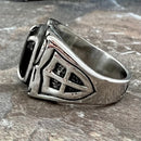 Sanity Jewelry Skull Ring "Black Stone" - Crusader - R106