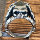 Sanity Jewelry Skull Ring "Black Stone" - Skeleton Hands W/Blackstone- Sizes 8-16 - R212
