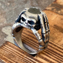 Sanity Jewelry Skull Ring "Black Stone" - Skeleton Hands W/Blackstone- Sizes 8-16 - R212