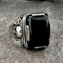 Sanity Jewelry Skull Ring "Black Stone" - Skull  - R253