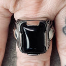 Sanity Jewelry Skull Ring "Black Stone" - Skull  - R253