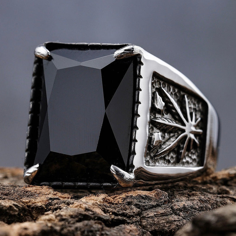 Black Stone Ring In Silver 2024 | favors.com