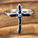 Sanity Jewelry Skull Ring Bling Cross - Black Stone - Ring - Sizes 4-11 - R195
