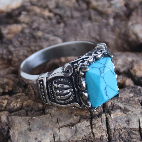 Sanity Jewelry Skull Ring "Blue Stone" - Crown Ring - R79