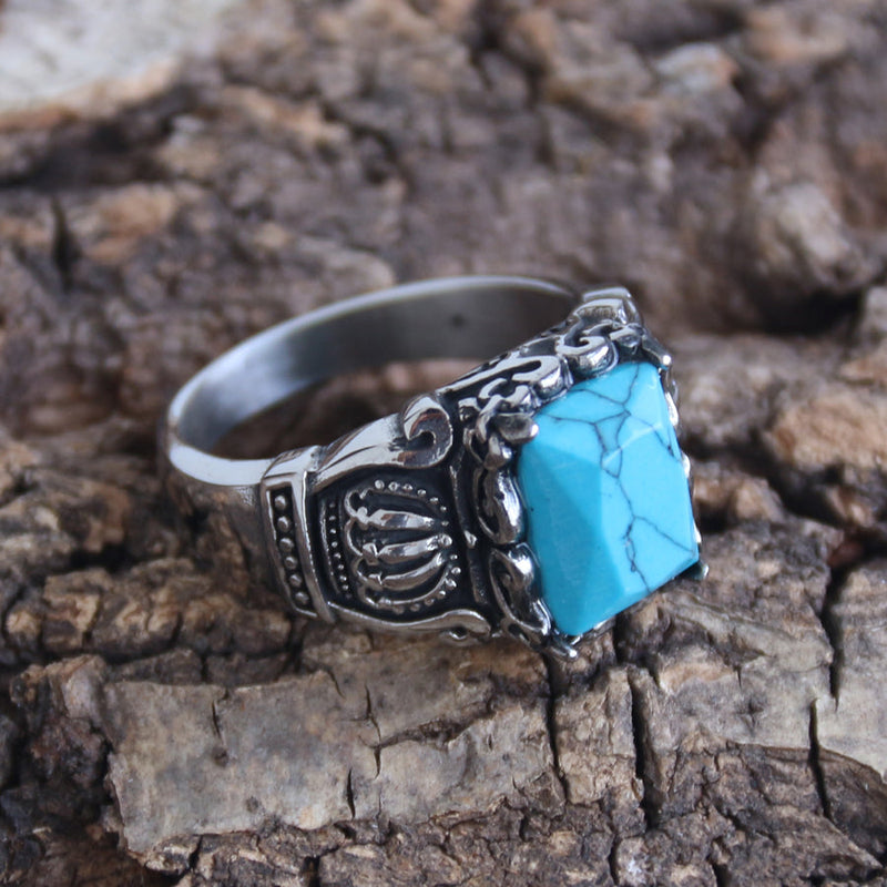 Sanity Jewelry Skull Ring "Blue Stone" - Crown Ring - R79