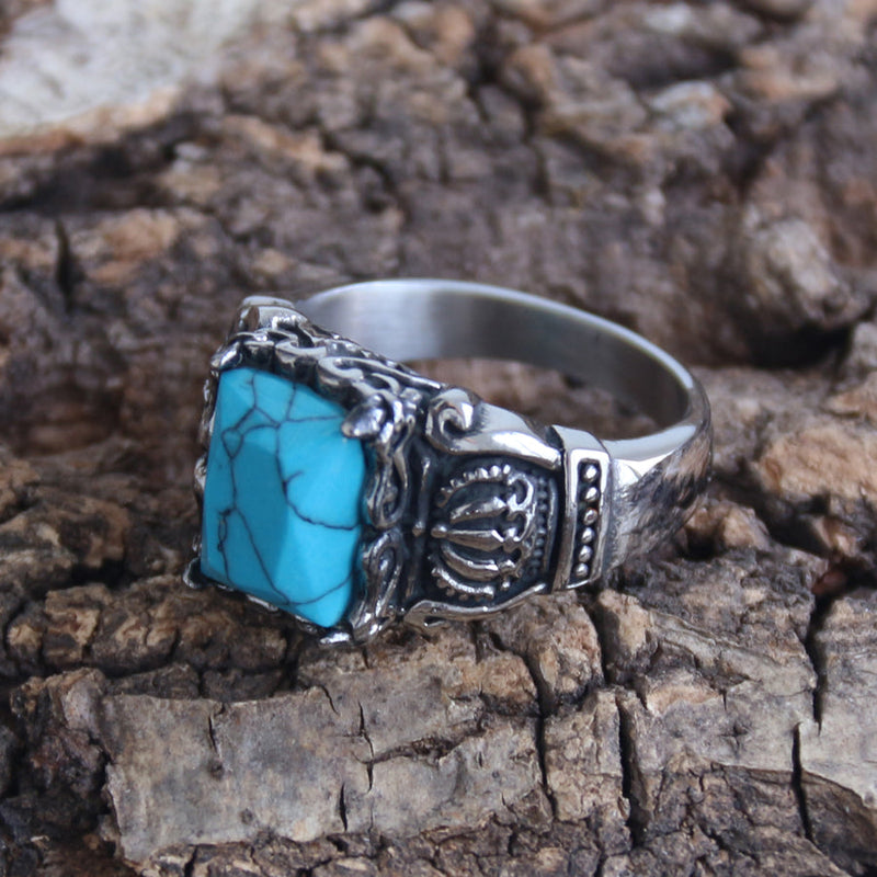 Sanity Jewelry Skull Ring "Blue Stone" - Crown Ring - R79