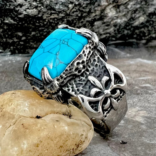 Sanity Jewelry Skull Ring "Blue Stone" - Double Axe - R76