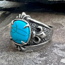 Sanity Jewelry Skull Ring "Blue Stone" - Fleur-di-lis - R77