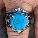 Sanity Jewelry Skull Ring "Blue Stone" - Fleur-di-lis - R77
