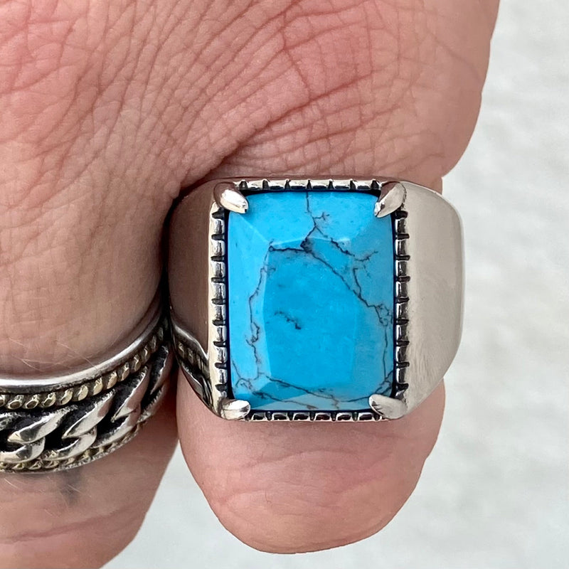 Sanity Jewelry Skull Ring "Blue Stone" - Lone Star - Sizes 6-16 - R218