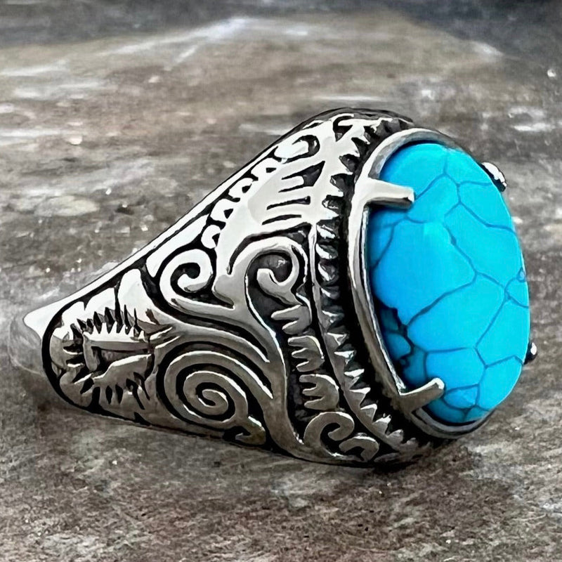 Sanity Jewelry Skull Ring "Blue Stone" - New Mexico - Large - R78