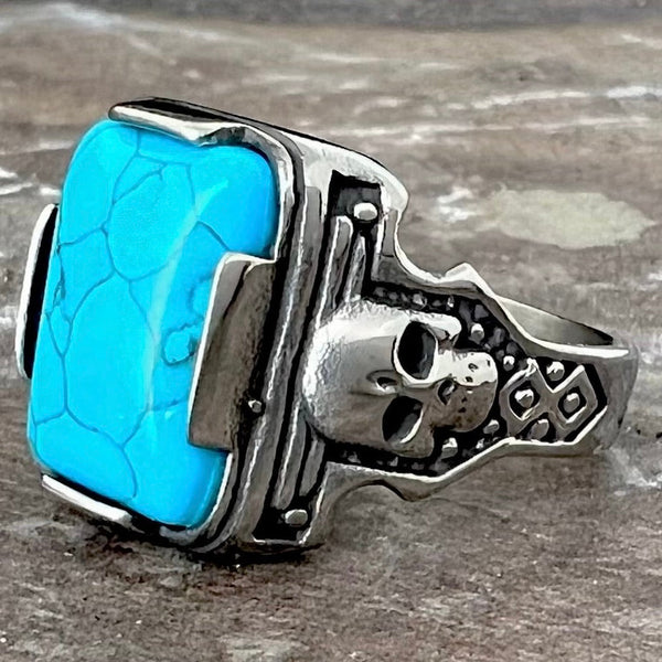 Sanity Jewelry Skull Ring "Blue Stone" - Skull - R104