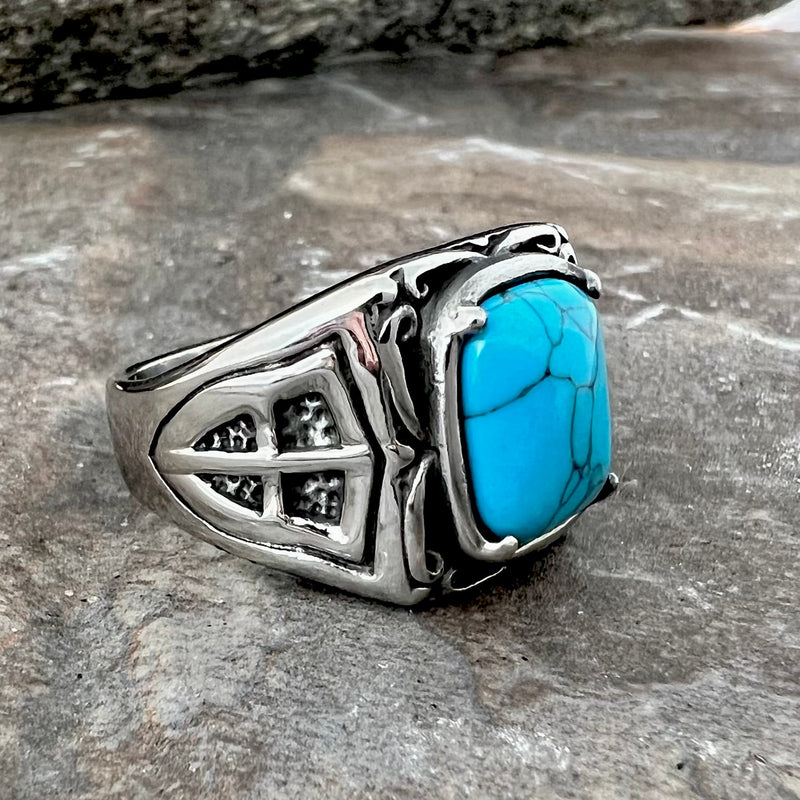 Sanity Jewelry Skull Ring "Blue Stone" - The Crusader - R80