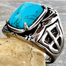 Sanity Jewelry Skull Ring "Blue Stone" - The Crusader - Sizes 8-20 - R80