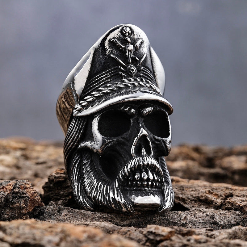 Sanity Jewelry Skull Ring "Bone Crusher" - Admiral Skull - Sizes 10-16 - R09