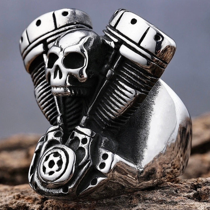 Sanity Jewelry Skull Ring "Bone Crusher" - V Twin & Skull - R17