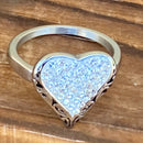 Sanity Jewelry Skull Ring Crystal Heart Ring - White - Sizes 4-12 - R34