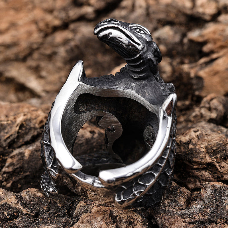 Mystical Silver Dragon Ring with Blazing Red Eyes – britishjewelry