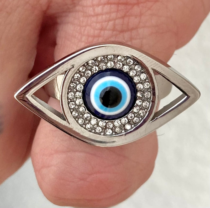 Sanity Jewelry Skull Ring Evil Eye Ring - Sizes 4-13 - R121