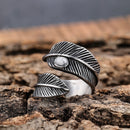 SANITY JEWELRY® Skull Ring Feather & White Stone Ring - Sizes 5-12 - R189