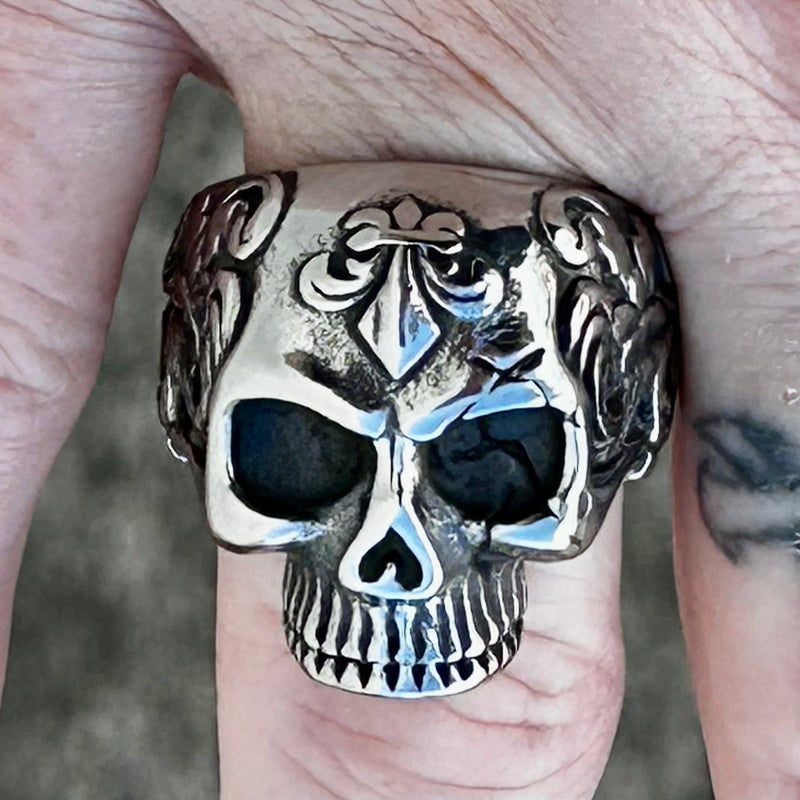 Sanity Jewelry Skull Ring Fleur De Lis Skull - SLC10 CLEARANCE