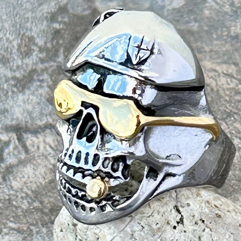 Sanity Jewelry Skull Ring Gold Sunglasses & Beret Skull Ring - R06