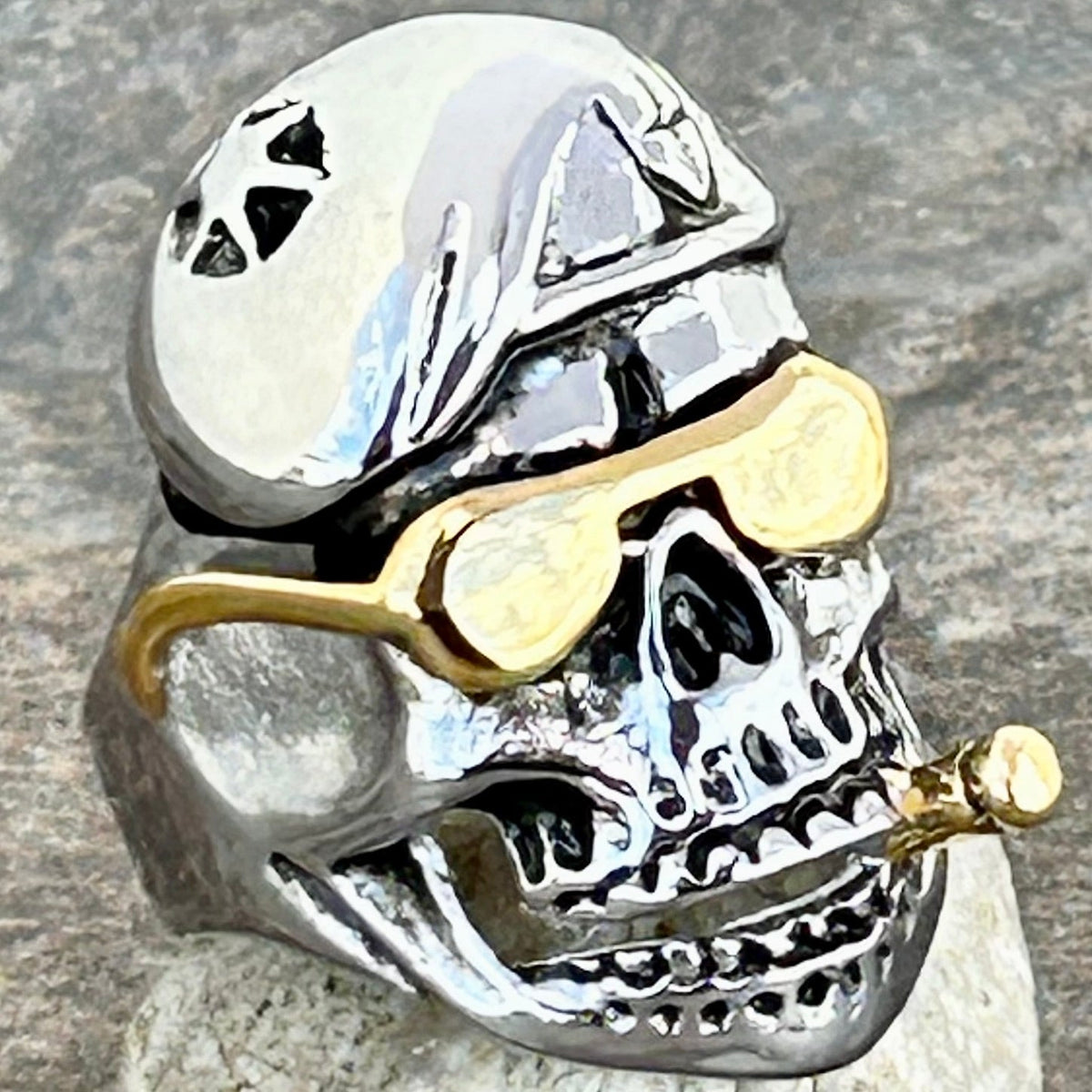 Skull Ring | Beret & Gold Sunglasses Skull Ring | Sanity Jewelry
