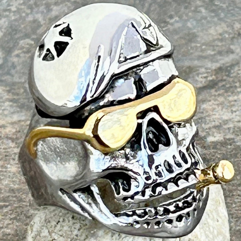 Sanity Jewelry Skull Ring Gold Sunglasses & Beret Skull Ring - R06